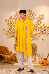 Yellow Chikankari Kurta Dupatta Set