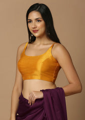 Yellow silk saree blouse