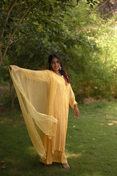 Yellow Viscose Chikankari Palazzo Set