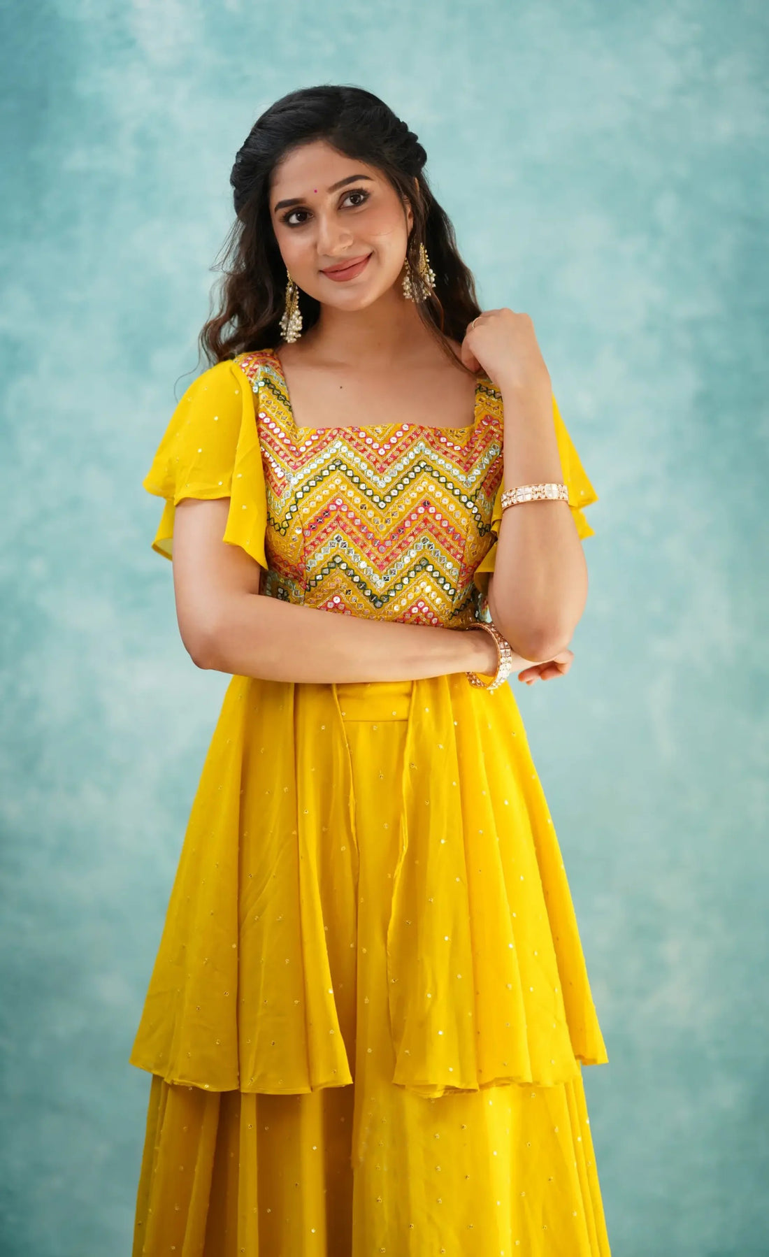 sequinned top and skirt