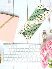 White Blue Beaded Floral Table Runner