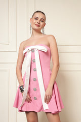 Blush Pink Strapless Mini Dress