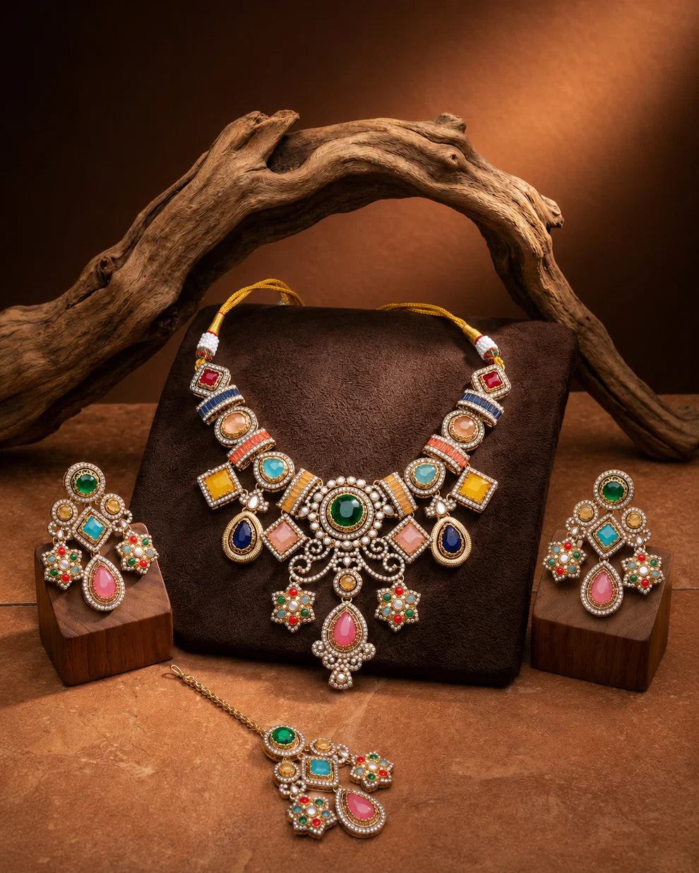 Rajmahal Rangmoti Necklace Set