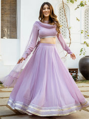 Lavender Georgette Gota Lehenga Choli