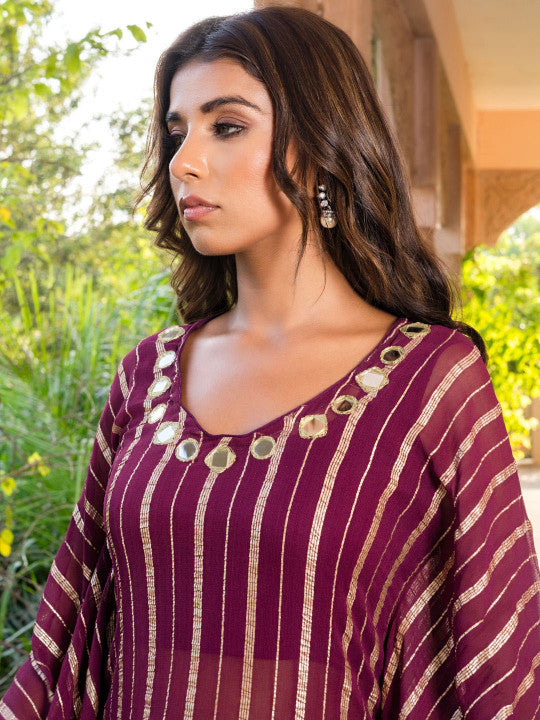 Laal Sitara Striped Kaftan Set