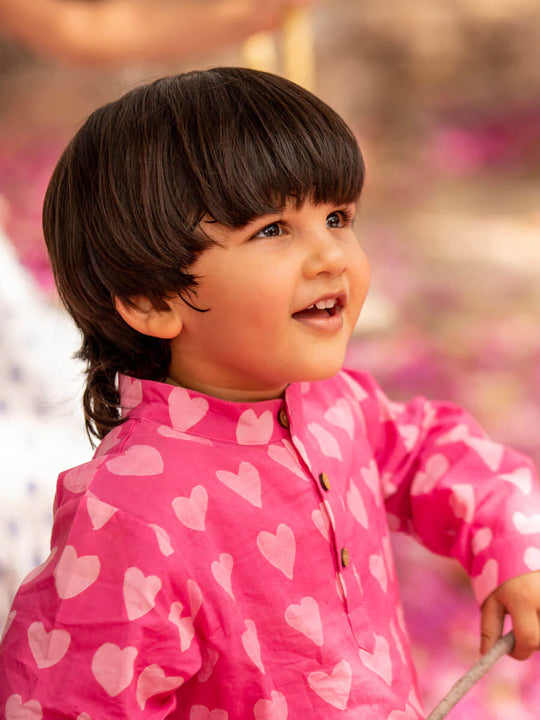 Block print cotton kids kurta