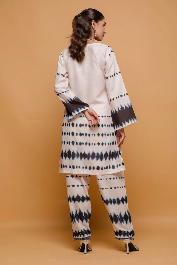 Ikat Printed Lawn Cotton Co-ord Set with Farsi Pants