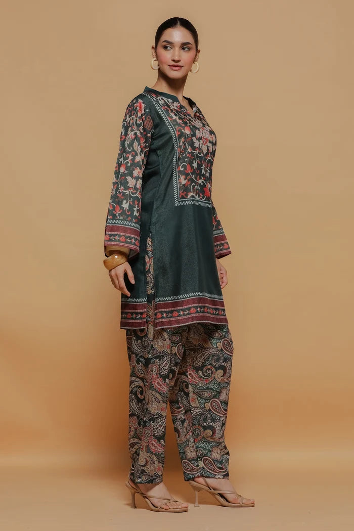 Ikat Printed Lawn Cotton Co-ord Set with Farsi Pants