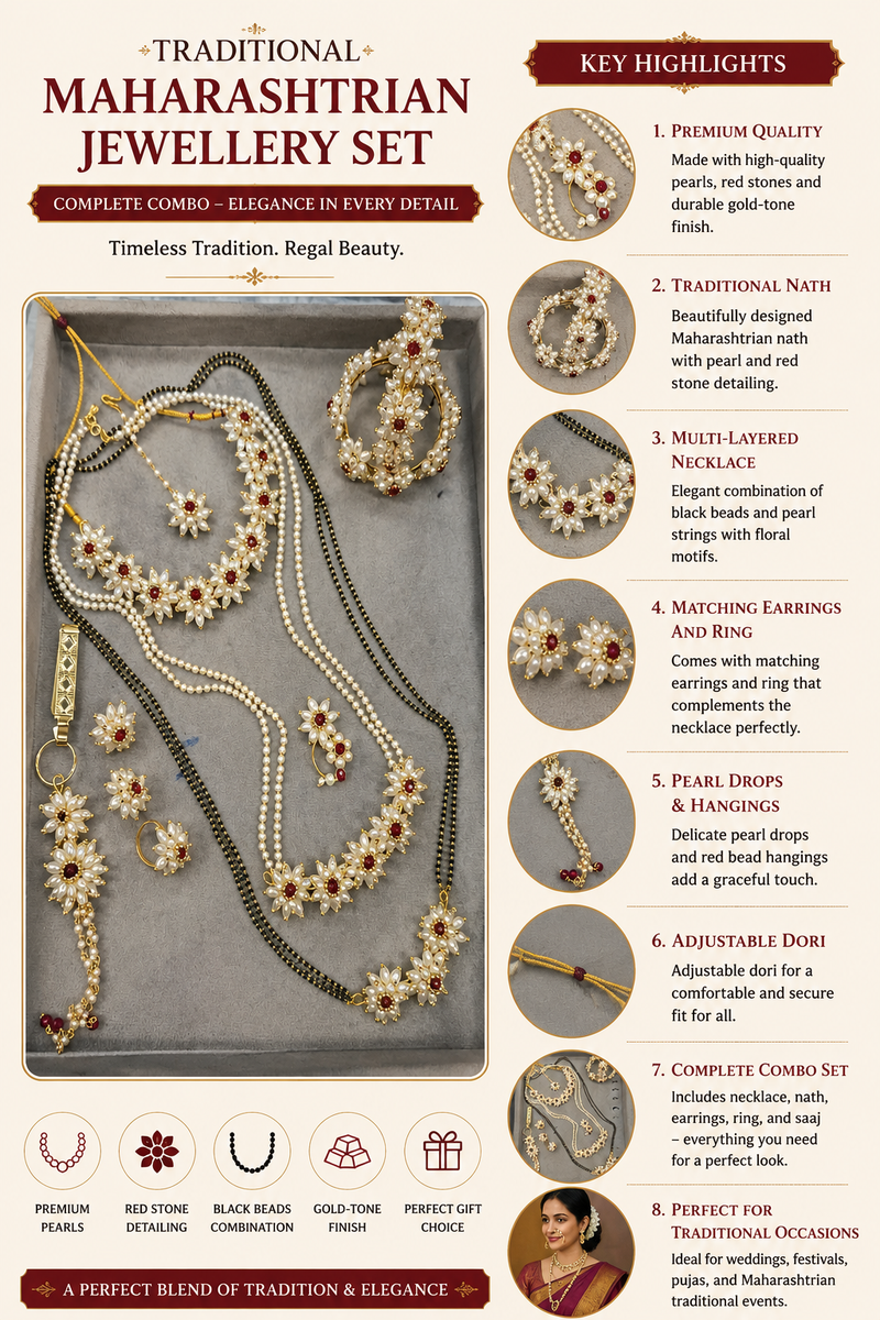 Maharashtrian Paramparik Moti Jewellery Set