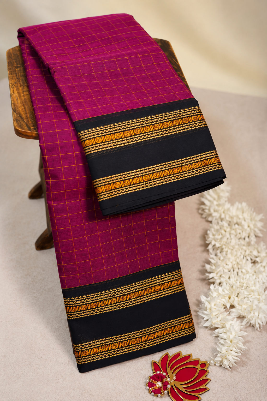 Rajamalli Magenta Kattam Saree