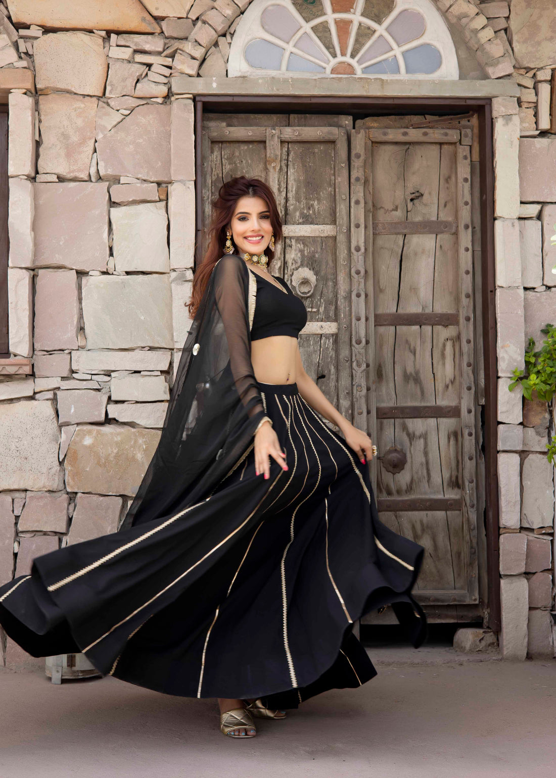 cotton lehenga set with lace dupatta