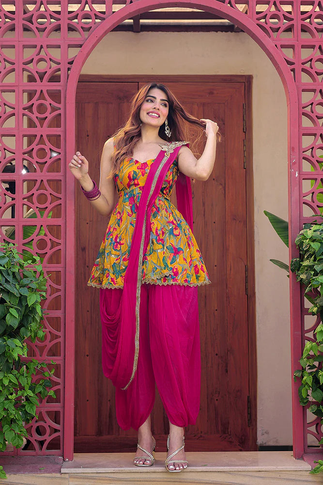 viscose organza dhoti set for women