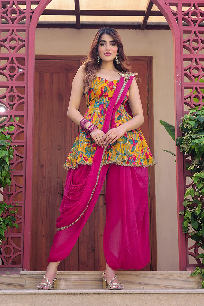 Ziva viscose silk partywear set