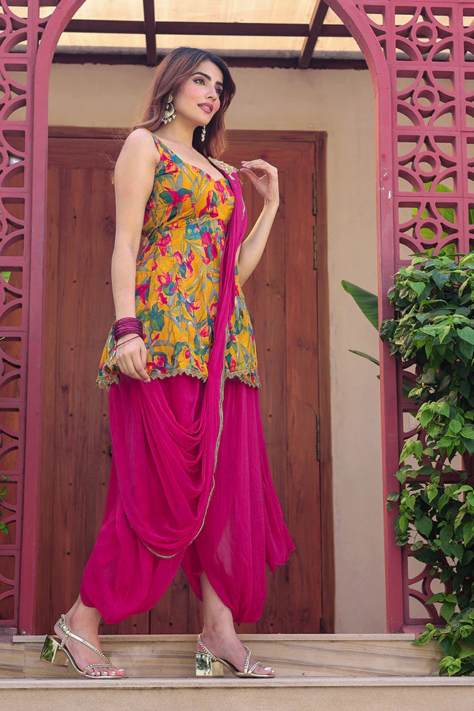 designer dhoti pant and crop top set