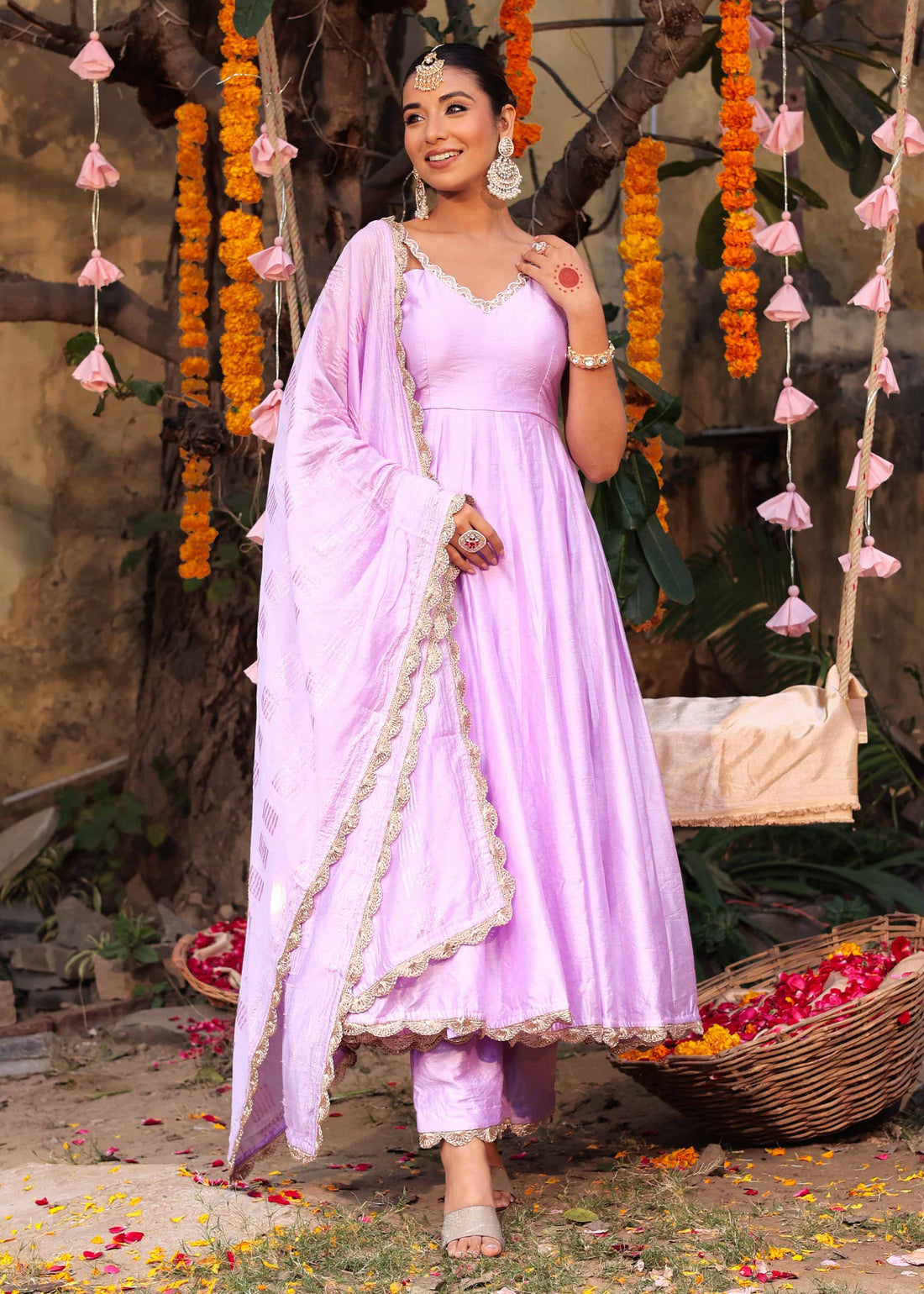 zari dupatta Anarkali set