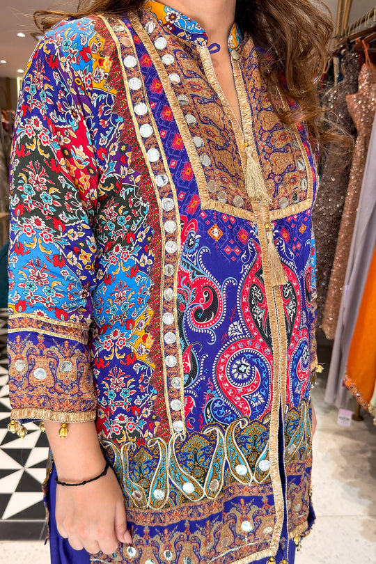 Neel Rangrez Embroidered Co-ord Set with Bag