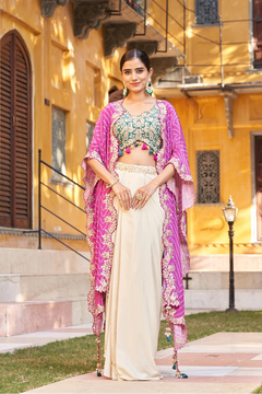Gulabi Grace Viscose Skirt & Cape Set Lehenga