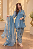 Royal Gota Patti Work Pakistani Kalidar Suit Set in Pure Crushed Tissue