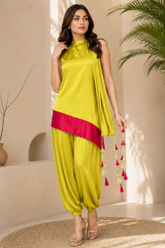 Zariya Lime Draped Co-ord Set