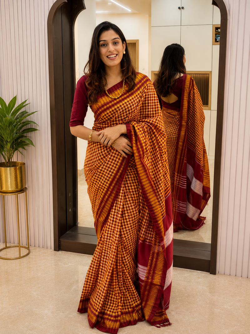 Dakshina Ikkal Zari Cotton Saree