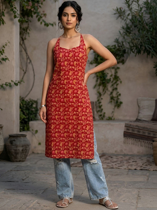 Ruhani Terracotta Printed Kurta