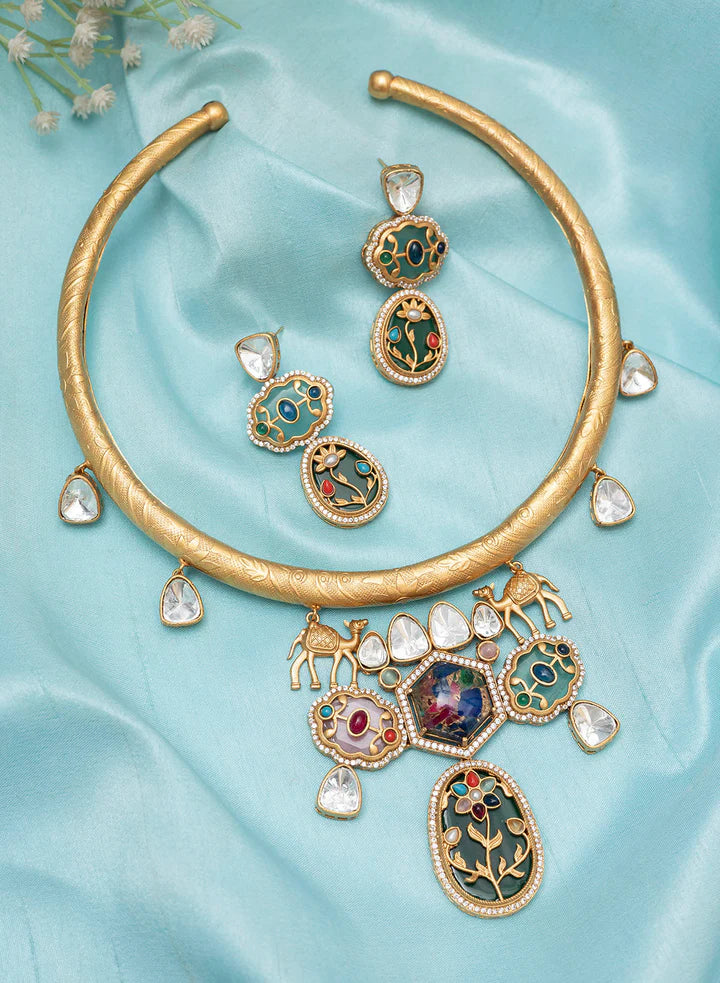 Mughal Garden Choker Hasli Set