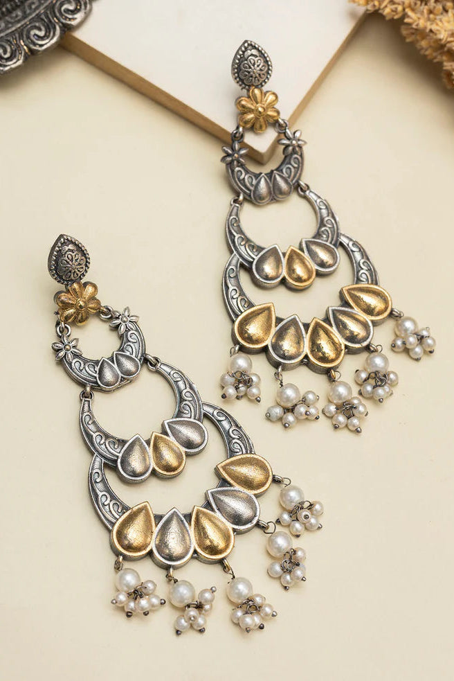 Noor Dual Tone Chandbali Earrings