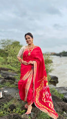 Customized Ganpati Saree in handcrafted Pure Silk (any color can be customized)