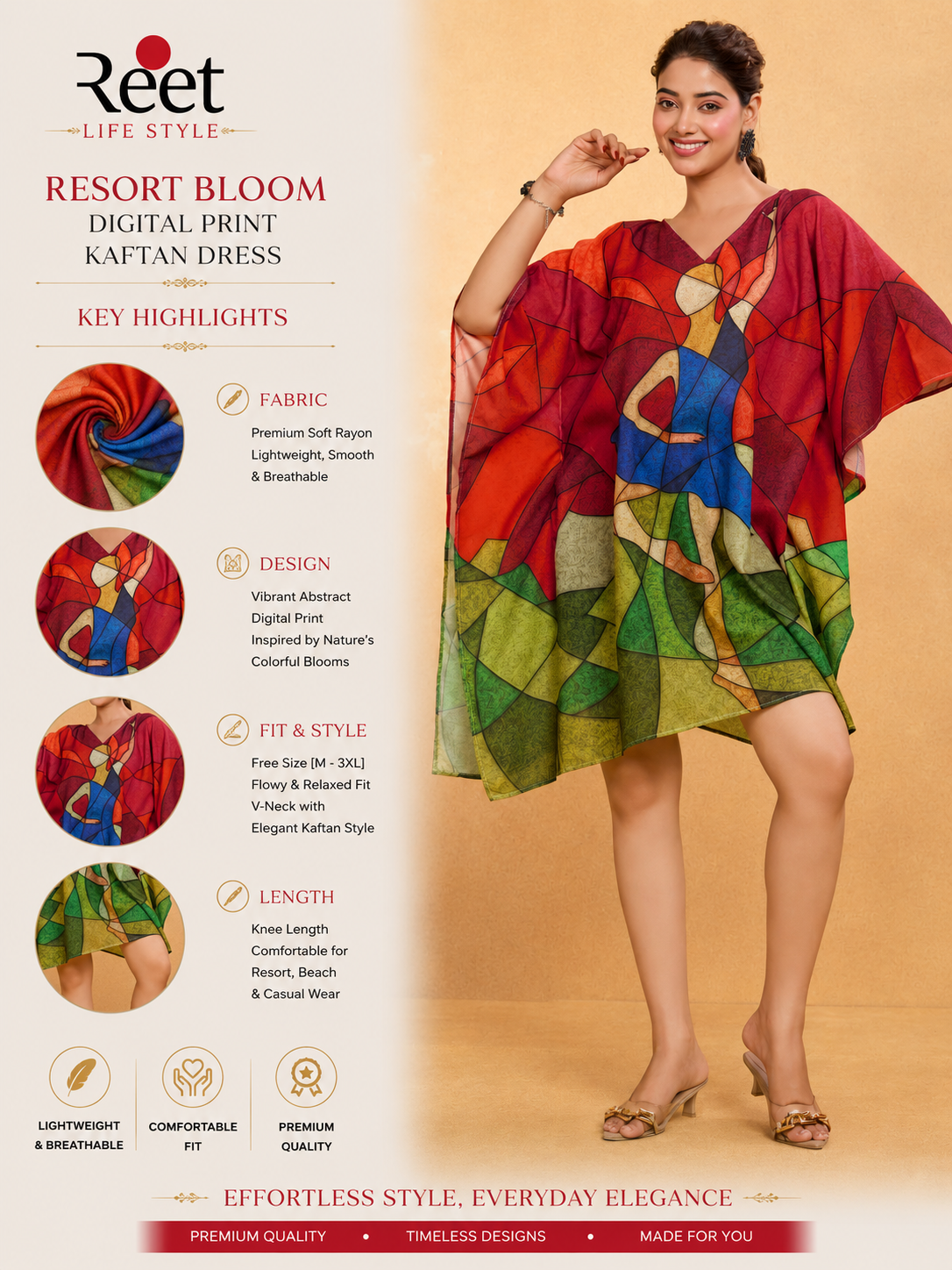 Abstract Muse Muslin Cotton Short Kaftan