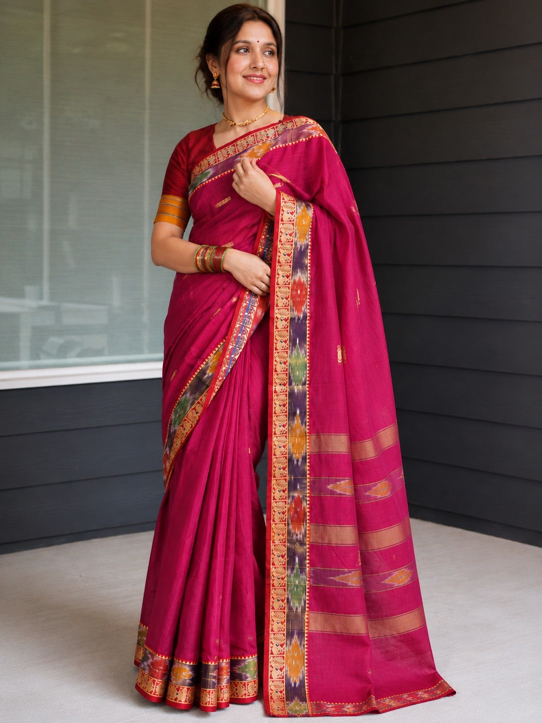 Peacock and Patolla Rich Zari Woven Border Saree