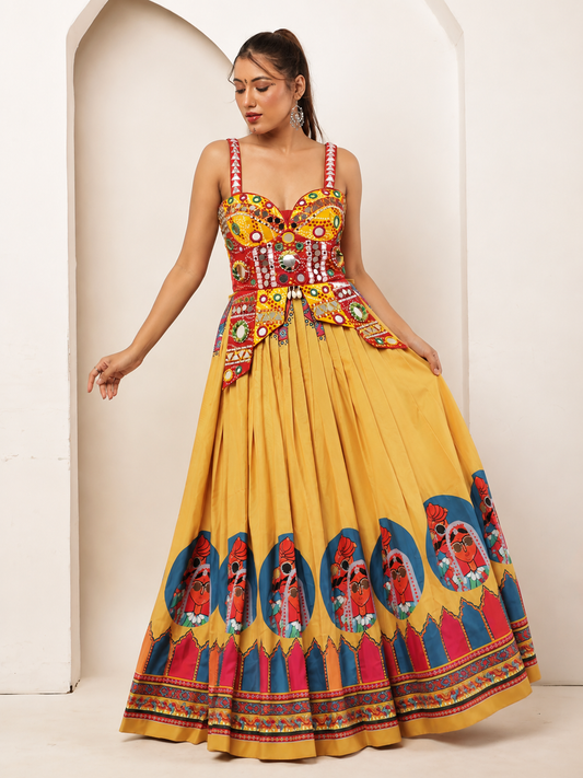 Rajwadi Folk Print skirt