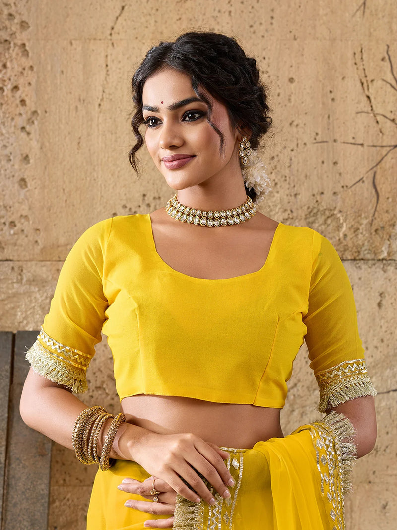 Pure Georgette Kaccha Gotapatti Work Traditional Saree