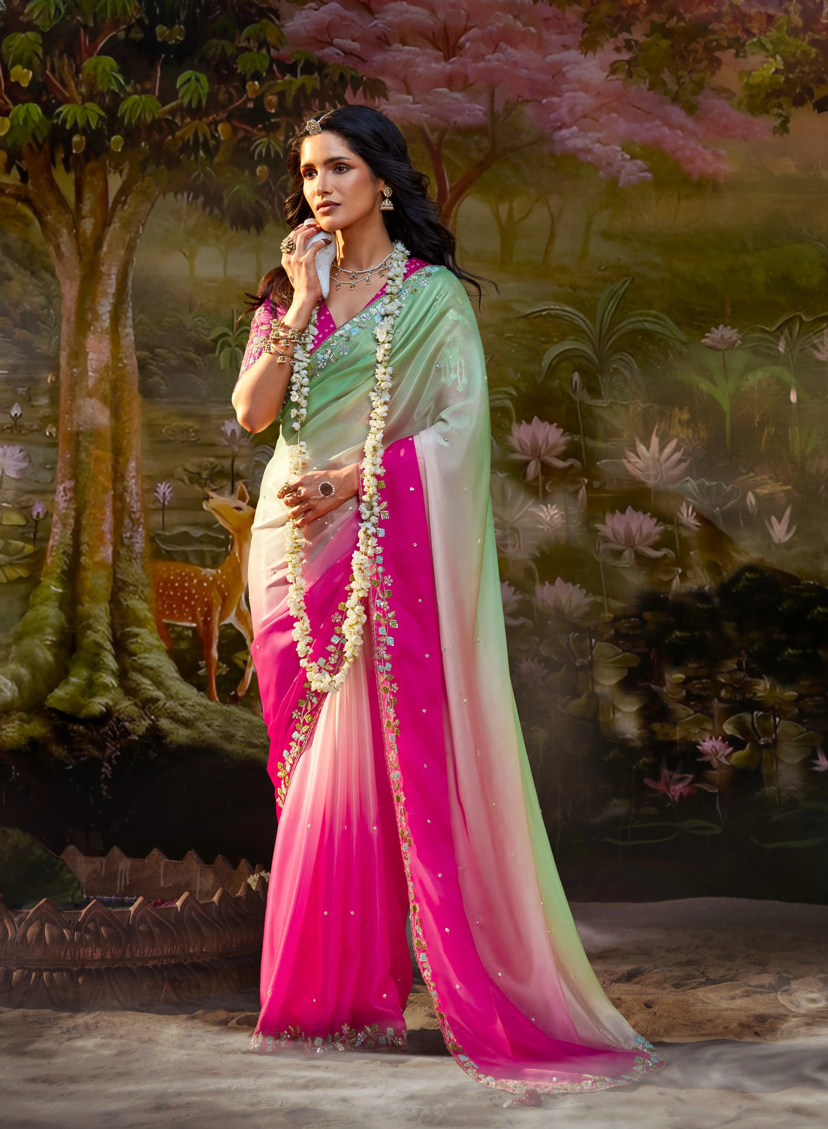 Gulbahar Pastel Tissue Silk Saree