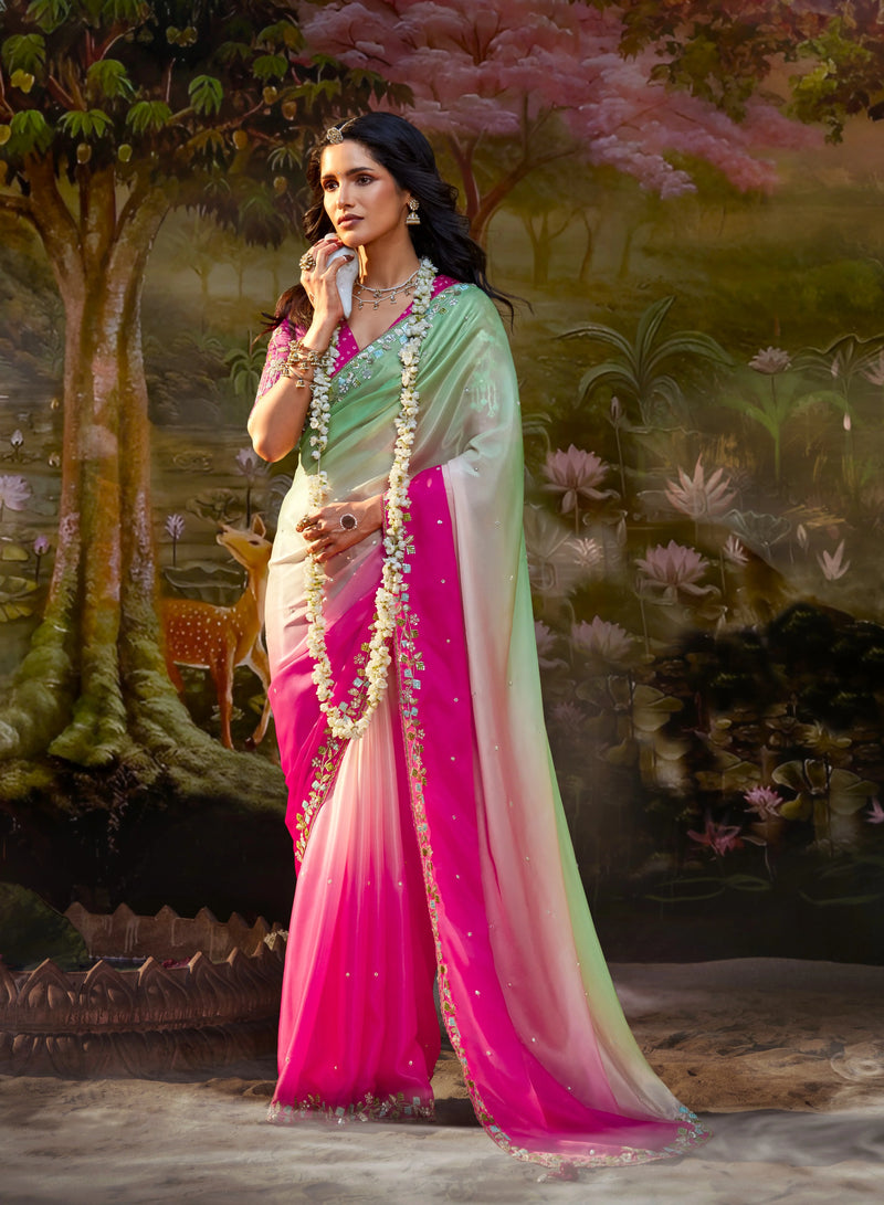 Gulbahar Pastel Tissue Silk Saree