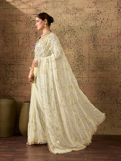 Chiffon Kaccha Gotapatti Work Party Wear Saree with Stitched Angi Blouse