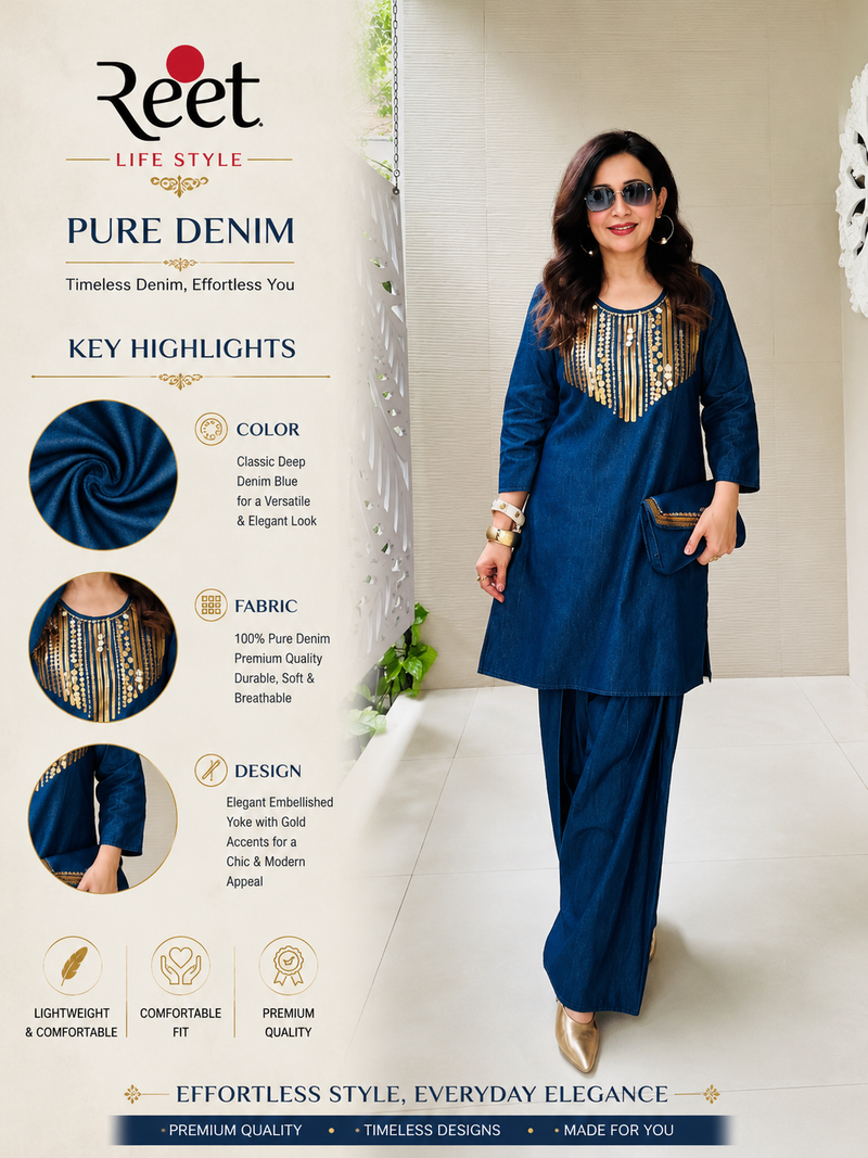 Denim Luxury Cord set with matching Purse