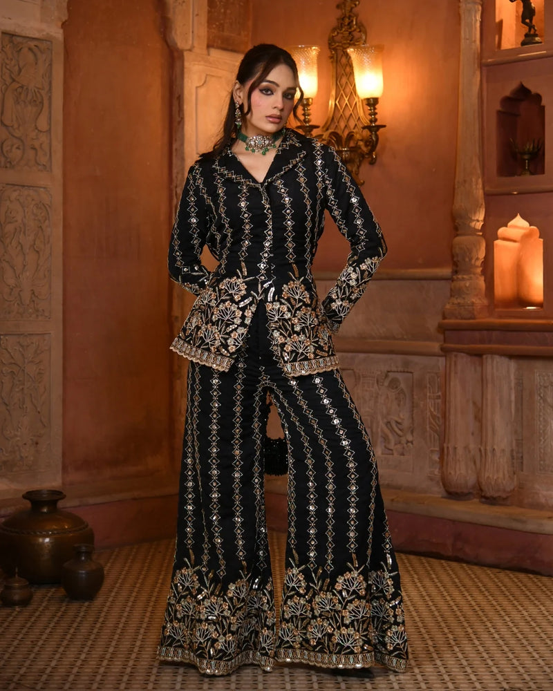 Copper Luxe Embroidered Blazer Co-Ord Set