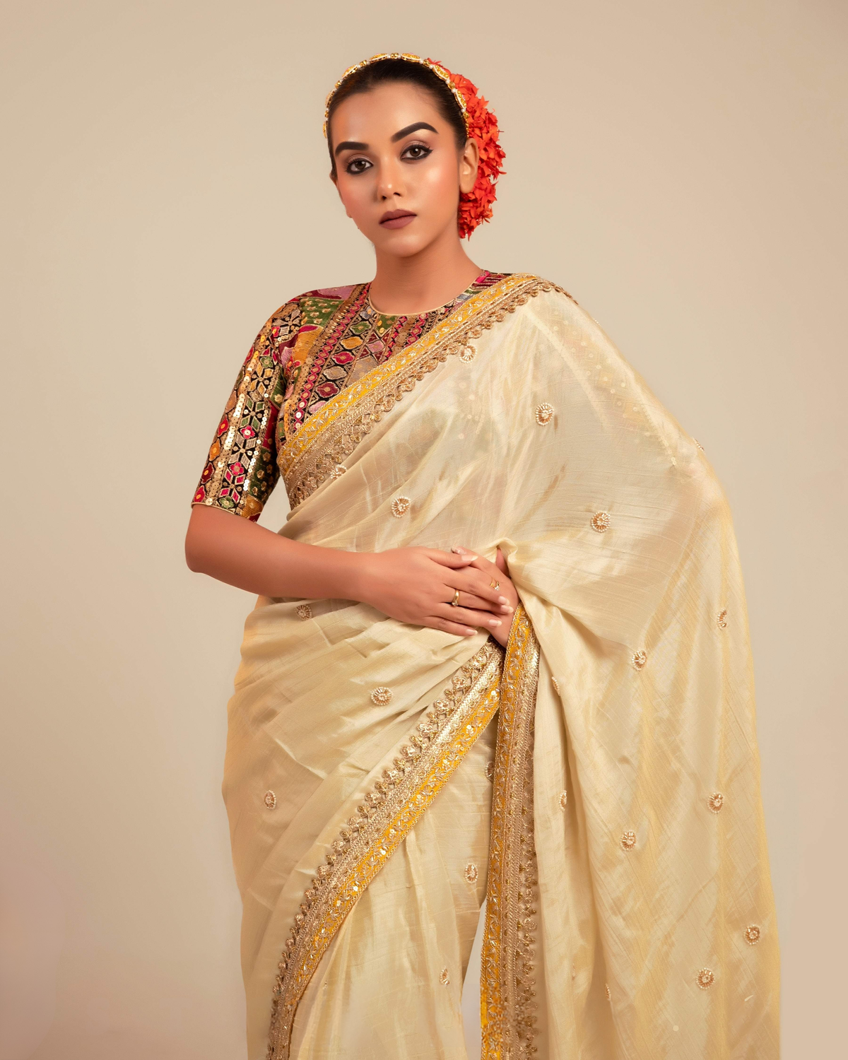 Georgette Multicolor Embroidered Edge Blouse
