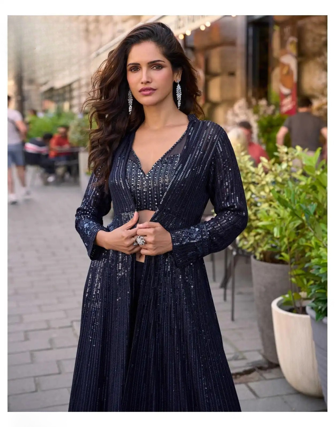 Georgette Embroidered Jacket Suit Set
