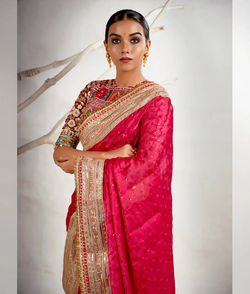 Chilli red saree with blouse