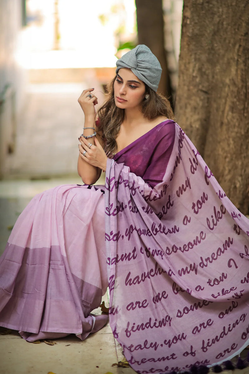 Grapeful Glam Mul Cotton Saree