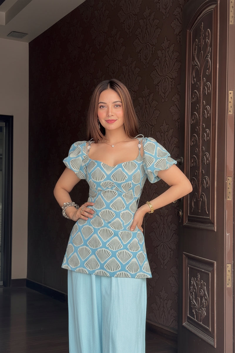 Azure Seashell Corset Top