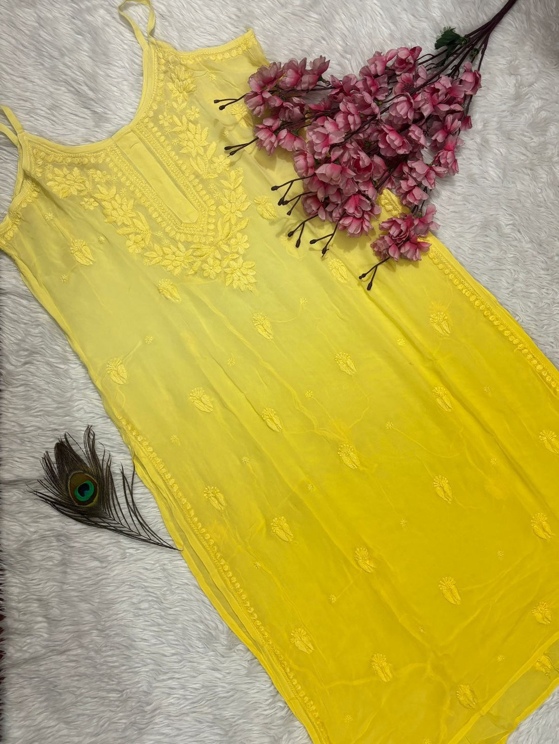 Mehfil Brown Cotton Chikankari Kurta