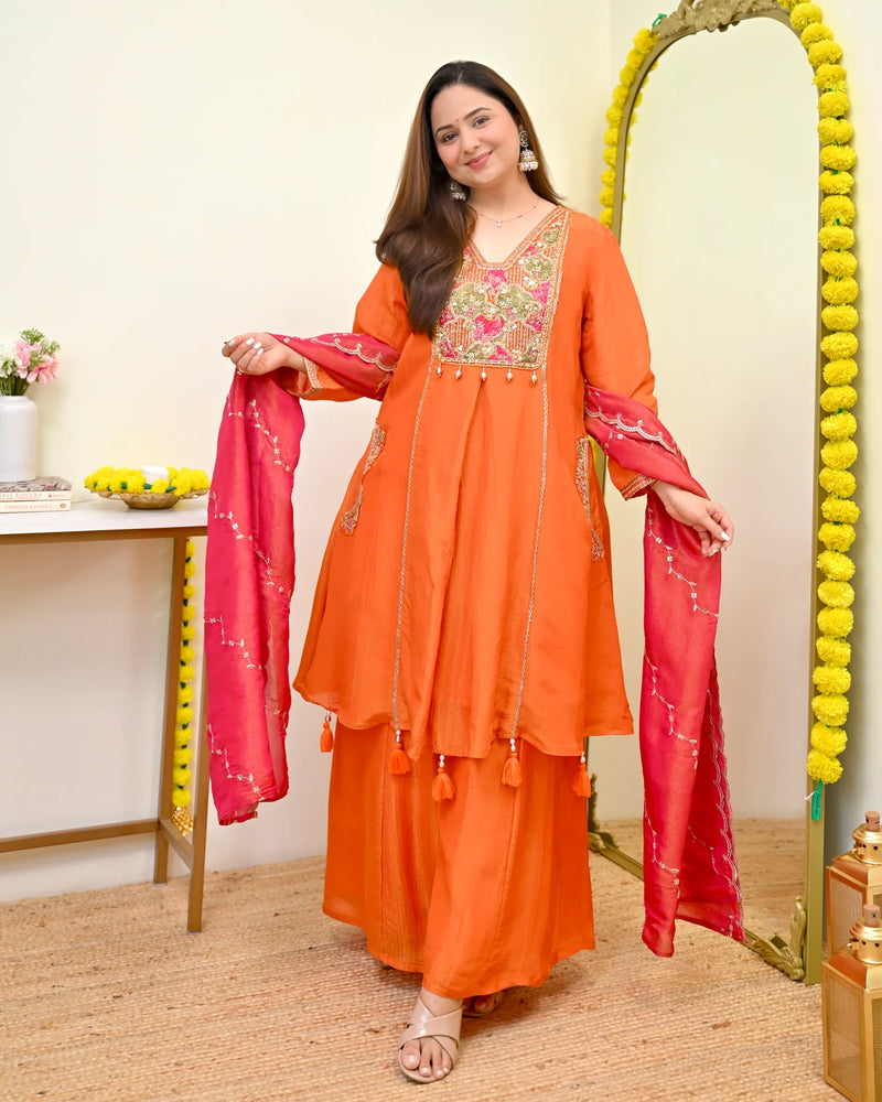 Saanjh Coral Handwork Suit Set