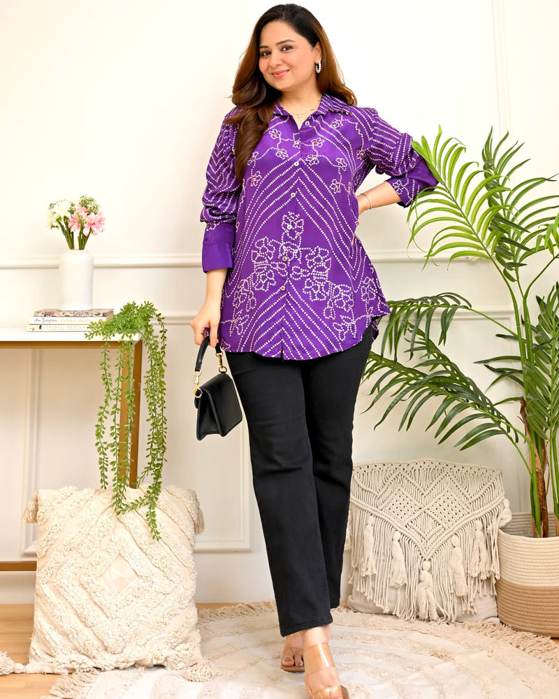 Noor Bandhej Crepe Shirt