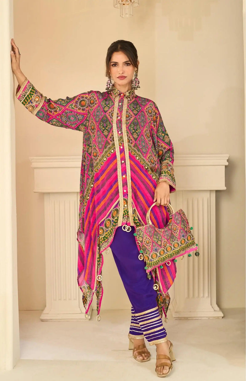 Savan Noor Printed Crepe Silk Western Ensemble