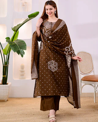Deshi Lado Bandhej Kurta Pant Set with Dupatta