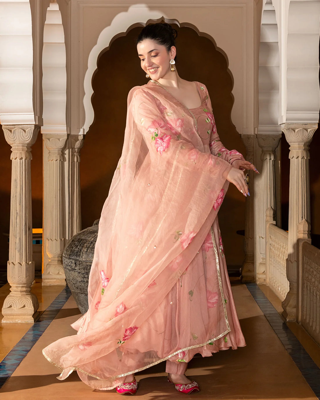 Meher Floral Handpainted Suit Set