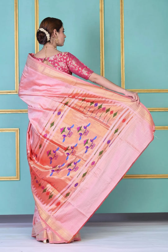 Pure Silk Paithani Saree with Traditional Woven Pallu