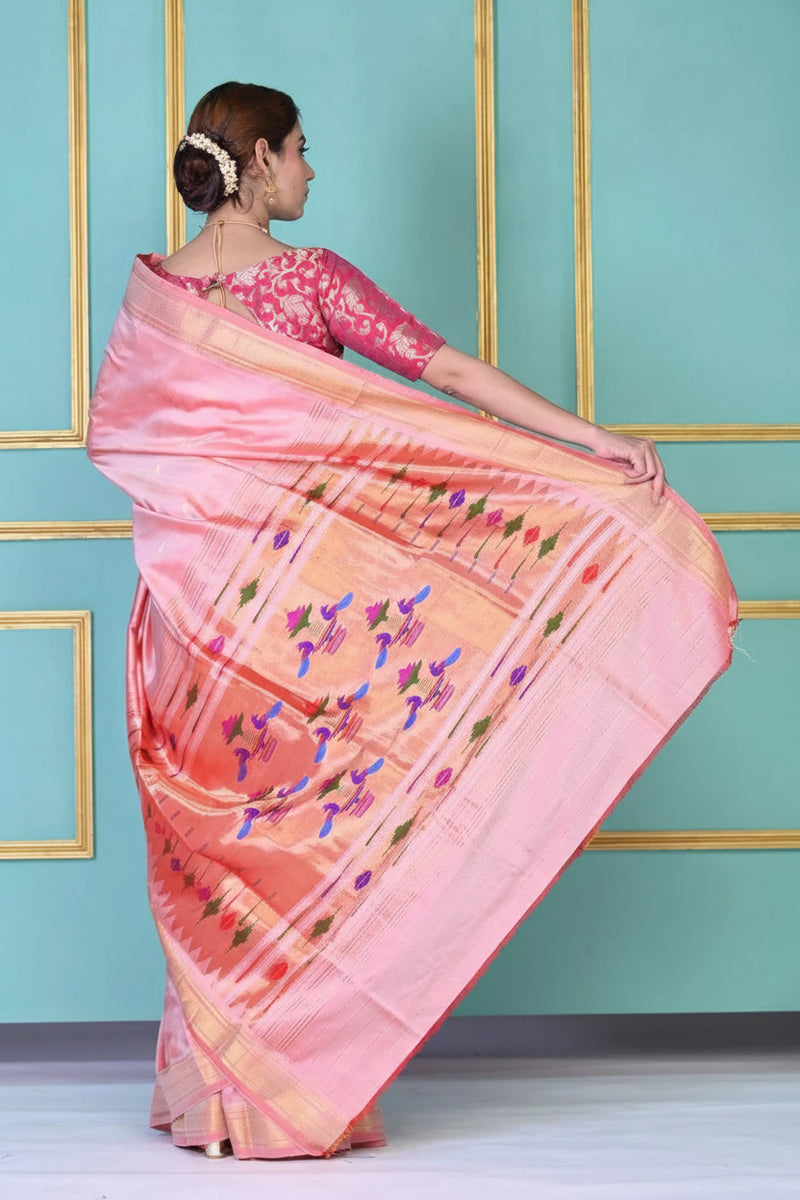 Pure Silk Paithani Saree with Traditional Woven Pallu